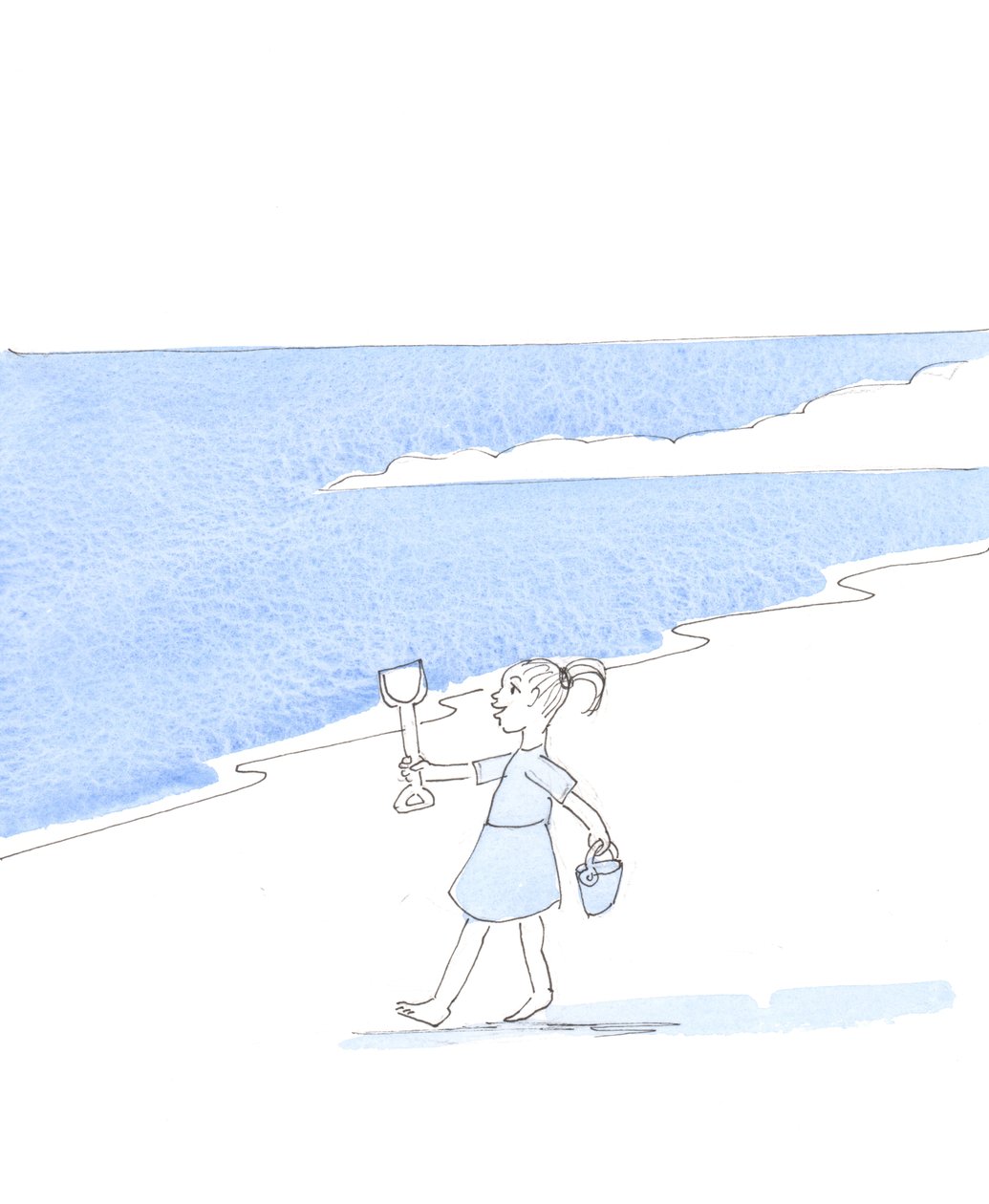 Ein glückliches, gehorsames Kind im Urlaub hat die Freiheit, eine gute Sache oder eine andere am Strand zu tun, 2005 von Elizabeth Wang