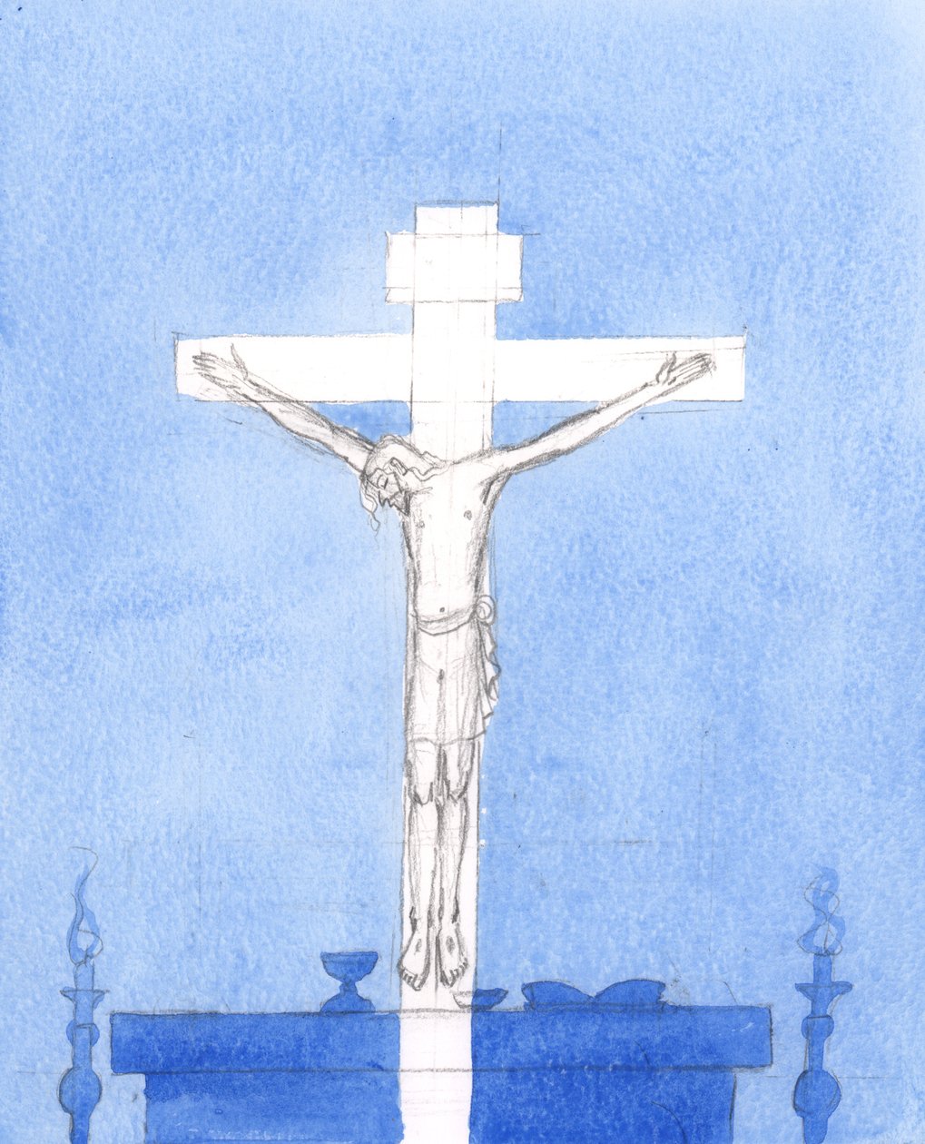 Nach der Konsekration können wir sicher sein, dass Christus unter uns gegenwärtig ist: Christus, der am Kreuz starb, für Sünder betete und jetzt gegenwärtig ist, für uns in unserer Zeit betet und dasselbe Opfer darbringt, 2005 von Elizabeth Wang