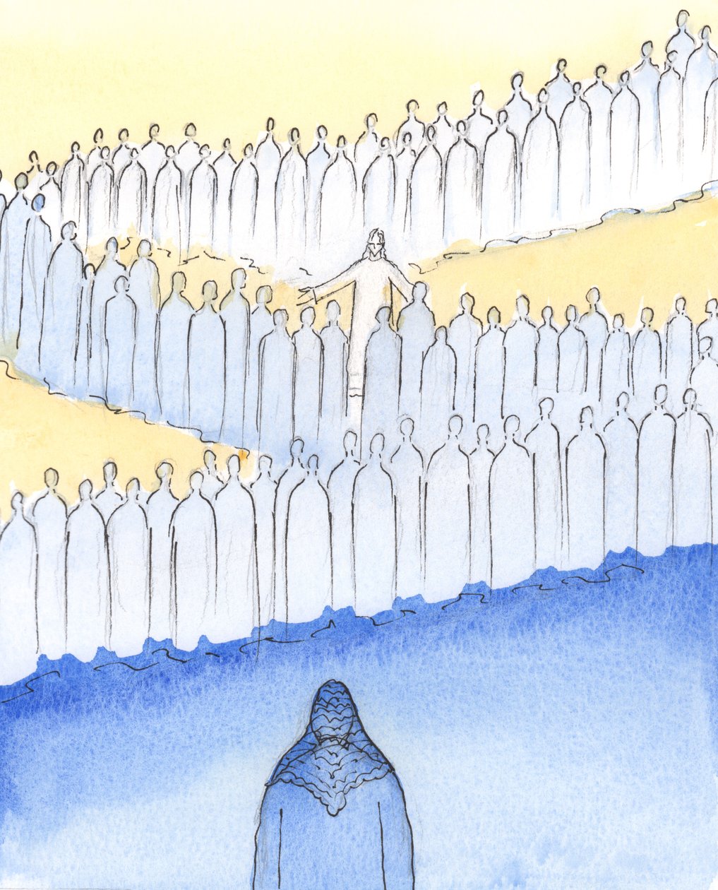 Christus wandelte unter Seinen Heiligen im Himmel, schenkte jedem von ihnen persönliche Aufmerksamkeit mit liebevollen Blicken und Gesten, 2003 von Elizabeth Wang