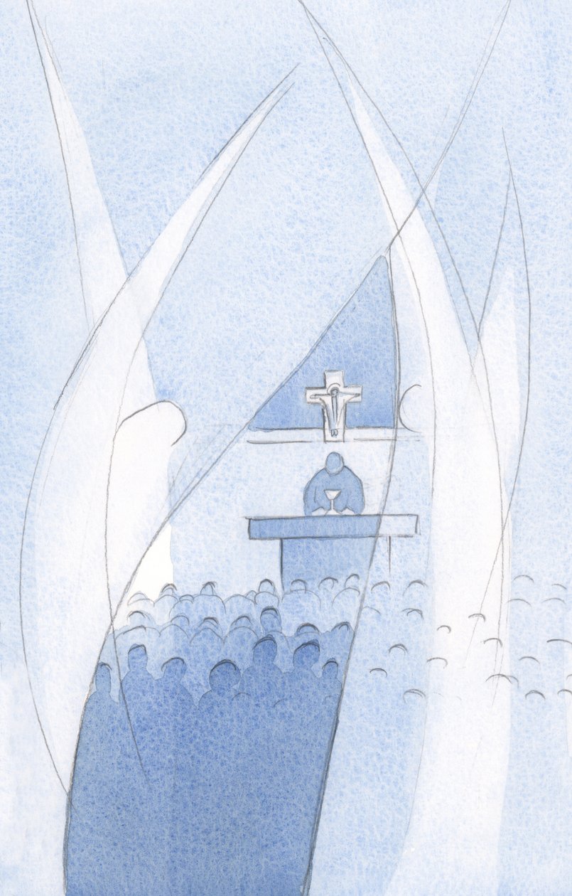 Jeder heilige Schutzengel gehorcht dem Willen Christi, indem er denjenigen verehrt, den Christus ihn zu bewachen bittet von Elizabeth Wang