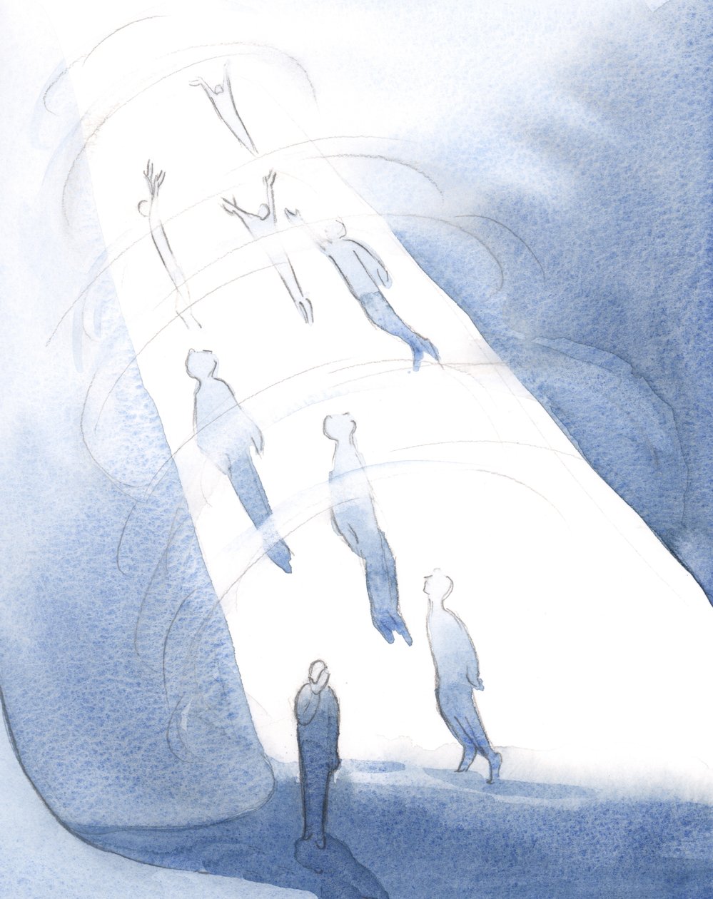 Gott zieht nach dem Tod diejenigen in seine Glückseligkeit, die die Helligkeit der Herrlichkeit ertragen können, während diejenigen, die noch von Scham verzehrt werden, unten warten. von Elizabeth Wang