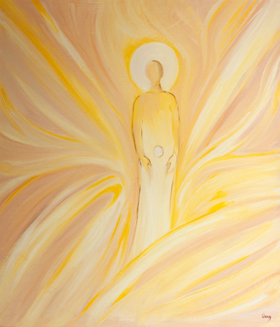 St. Anna empfing in ihrem Schoß die Unbefleckte, wie eine Hostie; die Jungfrau Maria, die die Mutter Gottes werden sollte von Elizabeth Wang