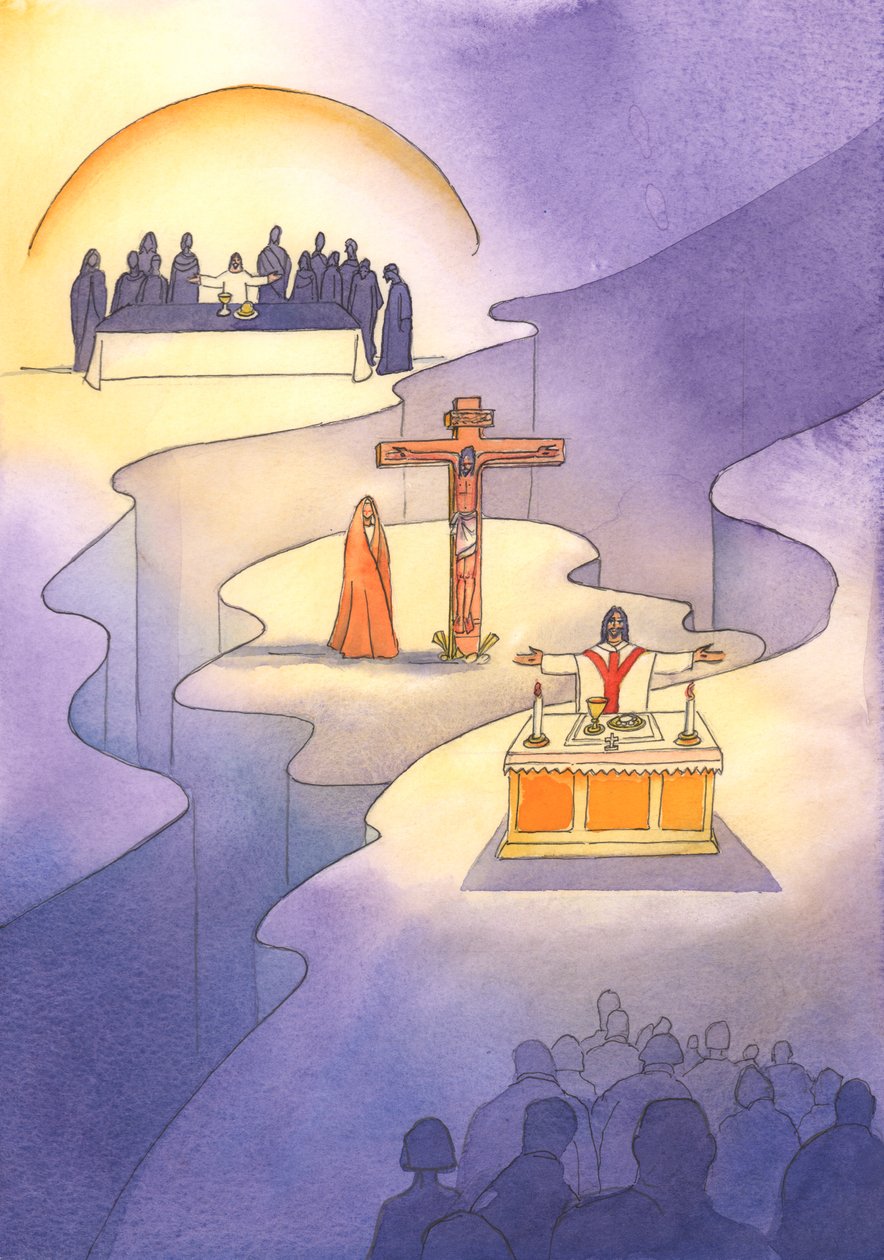 Durch die Eucharistie, die beim letzten Abendmahl eingesetzt wurde, wird das Opfer von Golgatha in jeder Generation neu dargebracht von Elizabeth Wang