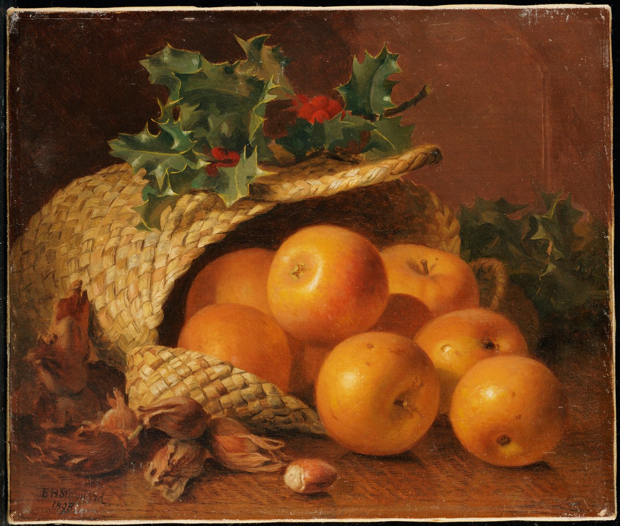 Stillleben mit Äpfeln, Haselnüssen und Stechpalmen, 1898 von Eloise Harriet Stannard