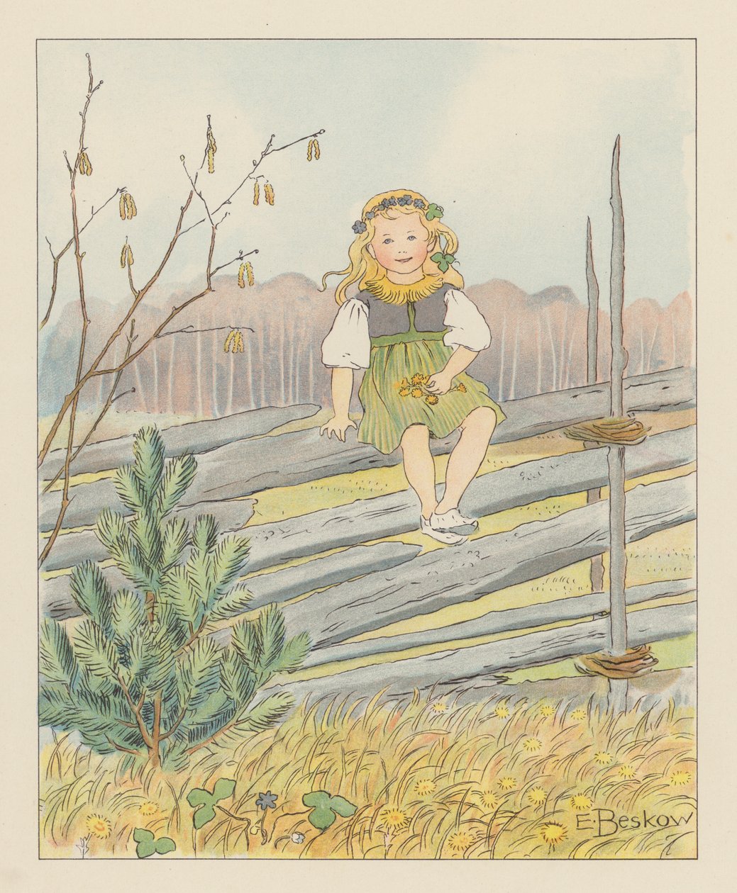 Illustration für Blondchen in Blüten von Elsa Beskow