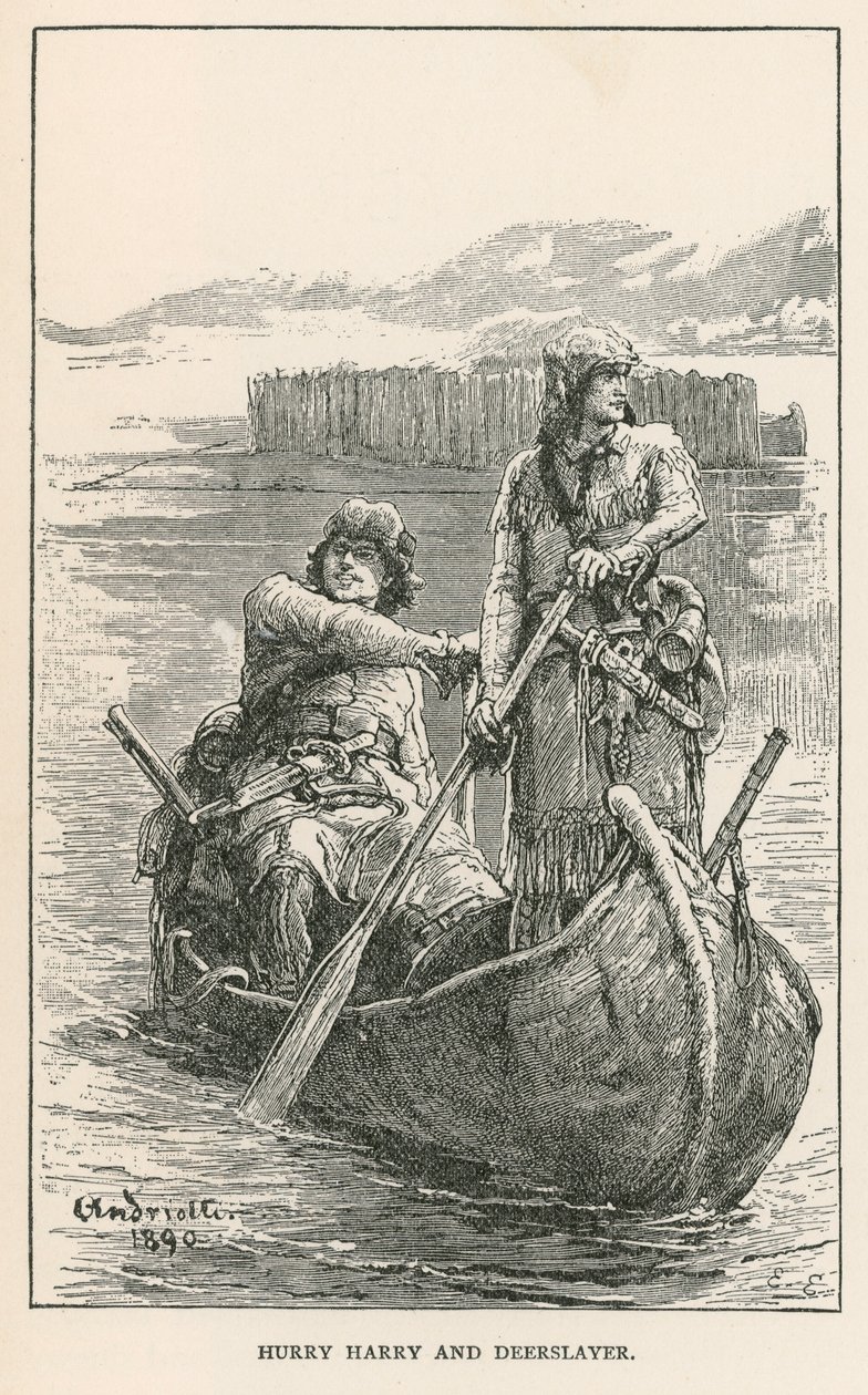 Hurry Harry und Deerslayer (Gravur) von Elviro Michael Andriolli