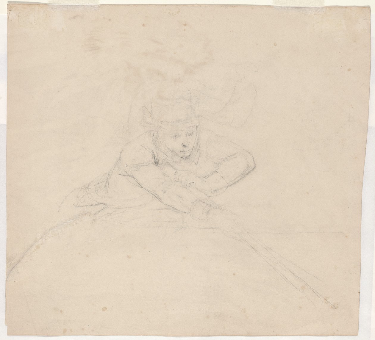 Studie einer Halbfigur mit Stange [verso] von Emanuel Gottlieb Leutze