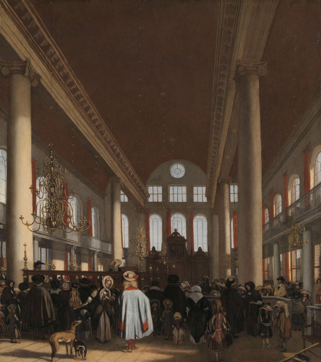 Innenansicht der portugiesischen Synagoge in Amsterdam, 1680 von Emanuel de Witte