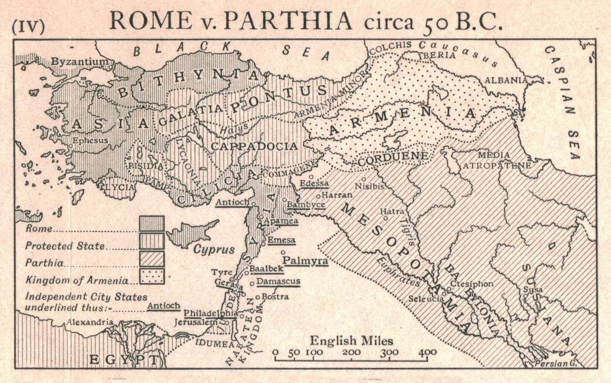 Rom gegen Parthien, ca. 50 v. Chr., ca. 1915 von Emery Walker Ltd