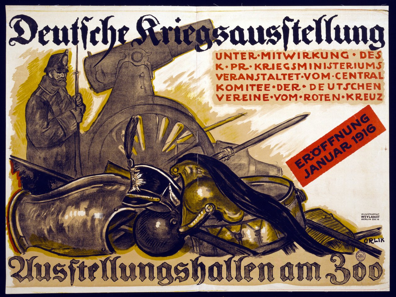 Plakat zur Werbung für eine deutsche Kriegsausstellung, 1915 von Emil Orlik