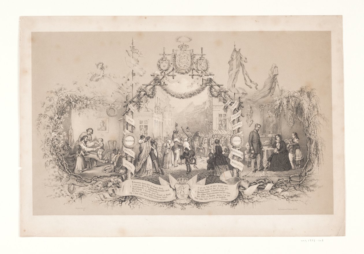 Gedenkblatt zur Heimkehr der Truppen nach dem Krieg 1848-1850 von Emil Ditlev Bærentzen