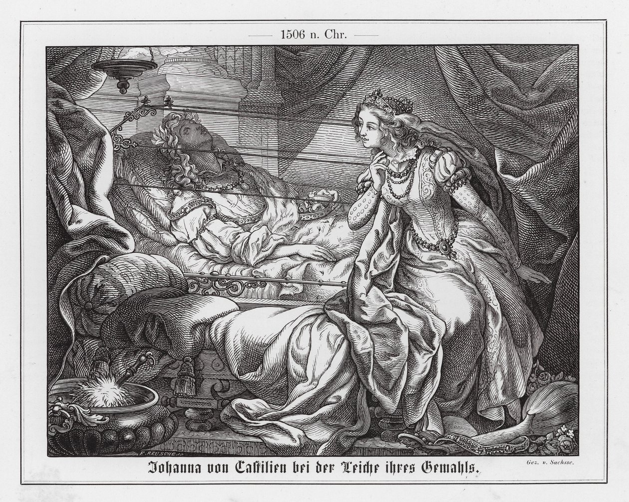 Johanna von Kastilien mit dem Leichnam ihres Mannes von Emil Eugen Sachsse