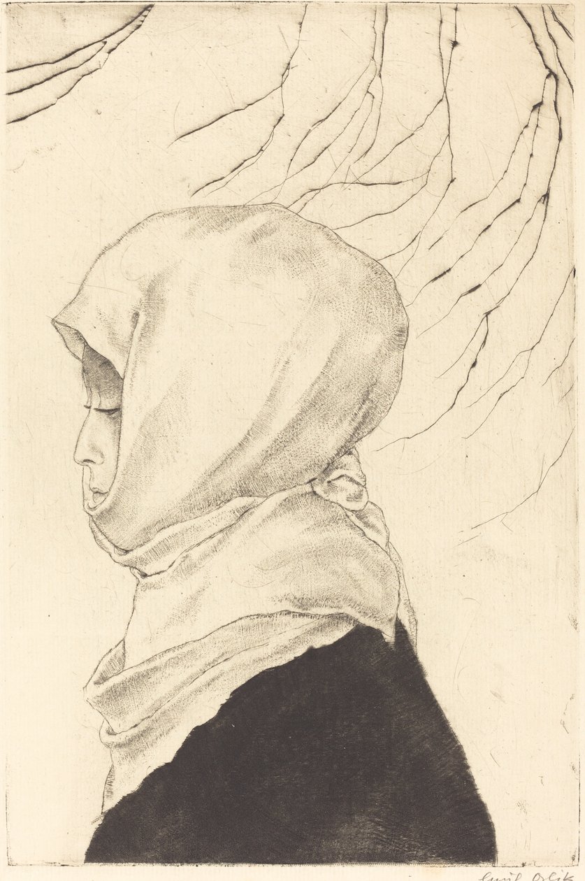 Japanerin im Winterkleid von Emil Orlik