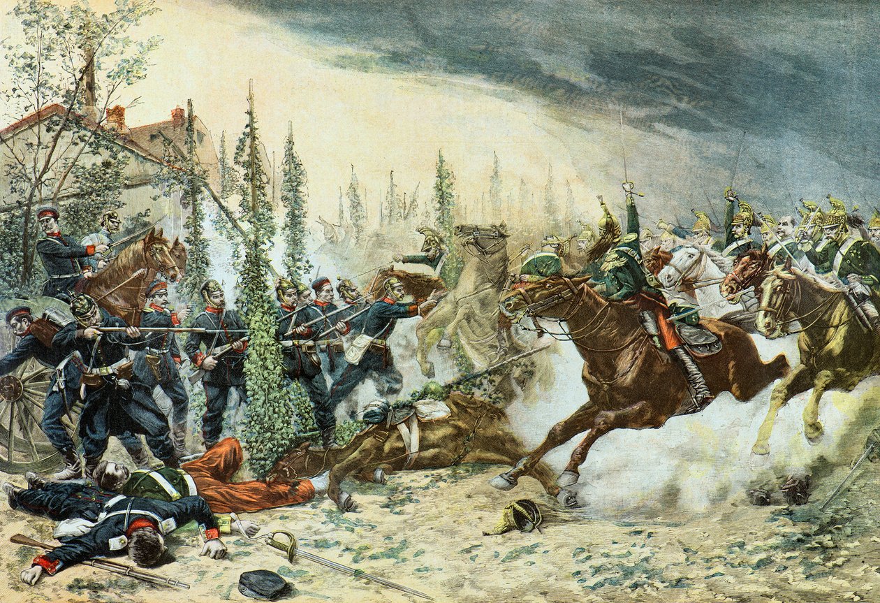 Französische Dragoner beim Angriff in der Schlacht von Gravelotte von Emile (after) Brisset