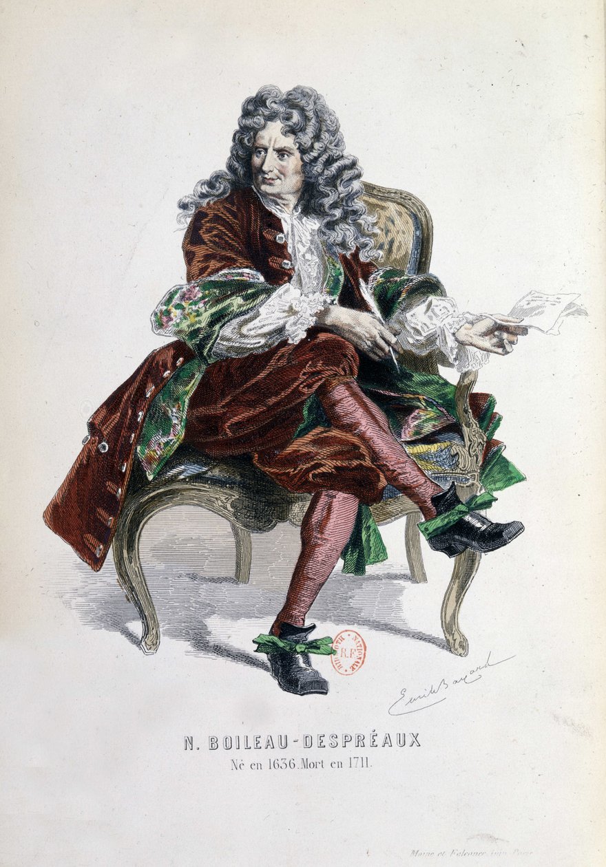 Porträt von Nicolas Boileau Despreaux (Boileau-Despreaux) (1636-1711) in "Werke von Nicolas Boileau" Paris 1873 (Gravur) von Emile Antoine Bayard