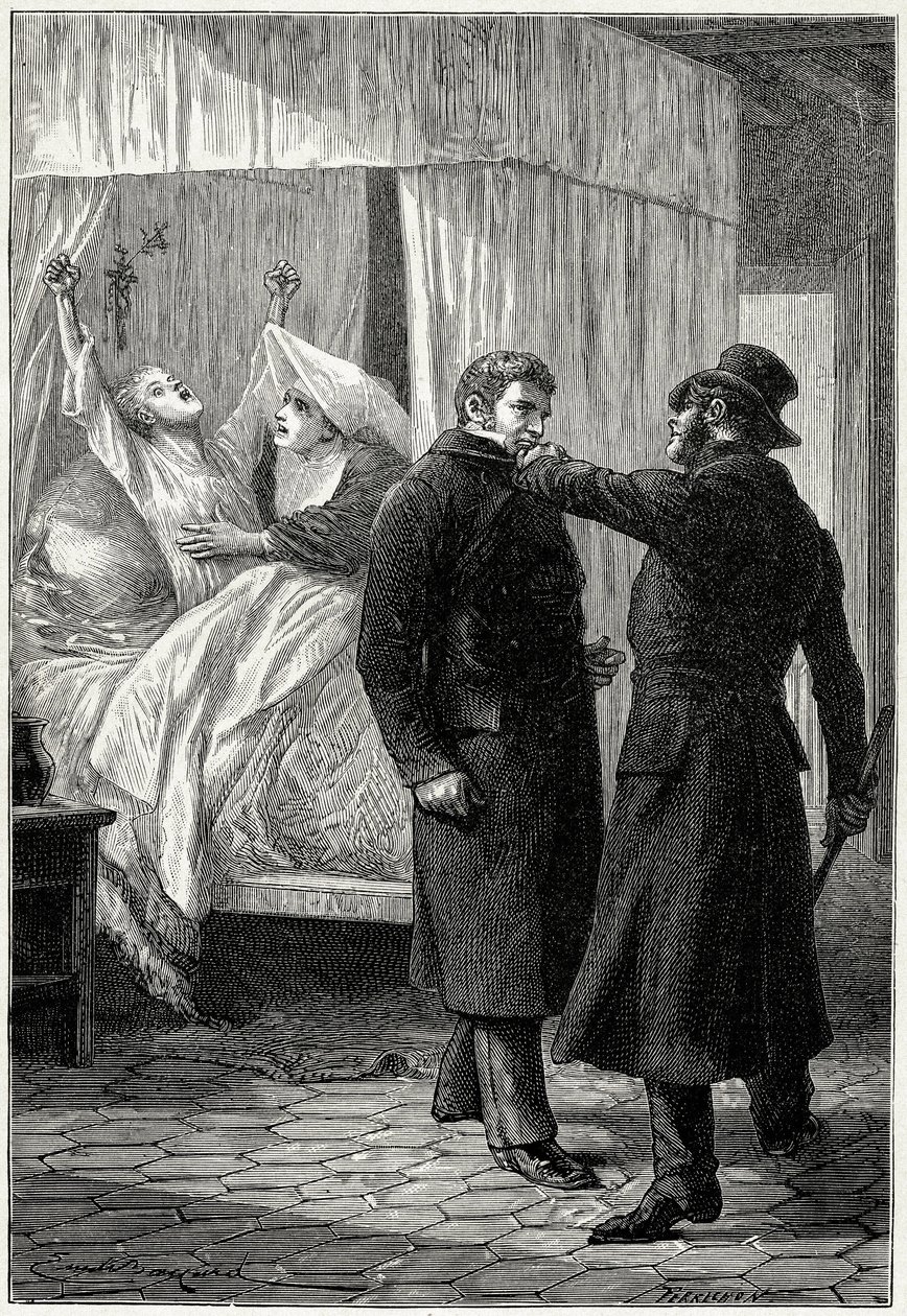 Victor Hugo „Les Misérables“: Jean Valjean, der unter dem Namen Monsieur Madeleine reich wurde, tut Gutes um sich herum. Aber sein Feind, der Polizeikommissar Javert, verdächtigt seine Identität und verhaftet ihn schließlich, während Fantine (Cosettes Mutt von Emile Antoine Bayard