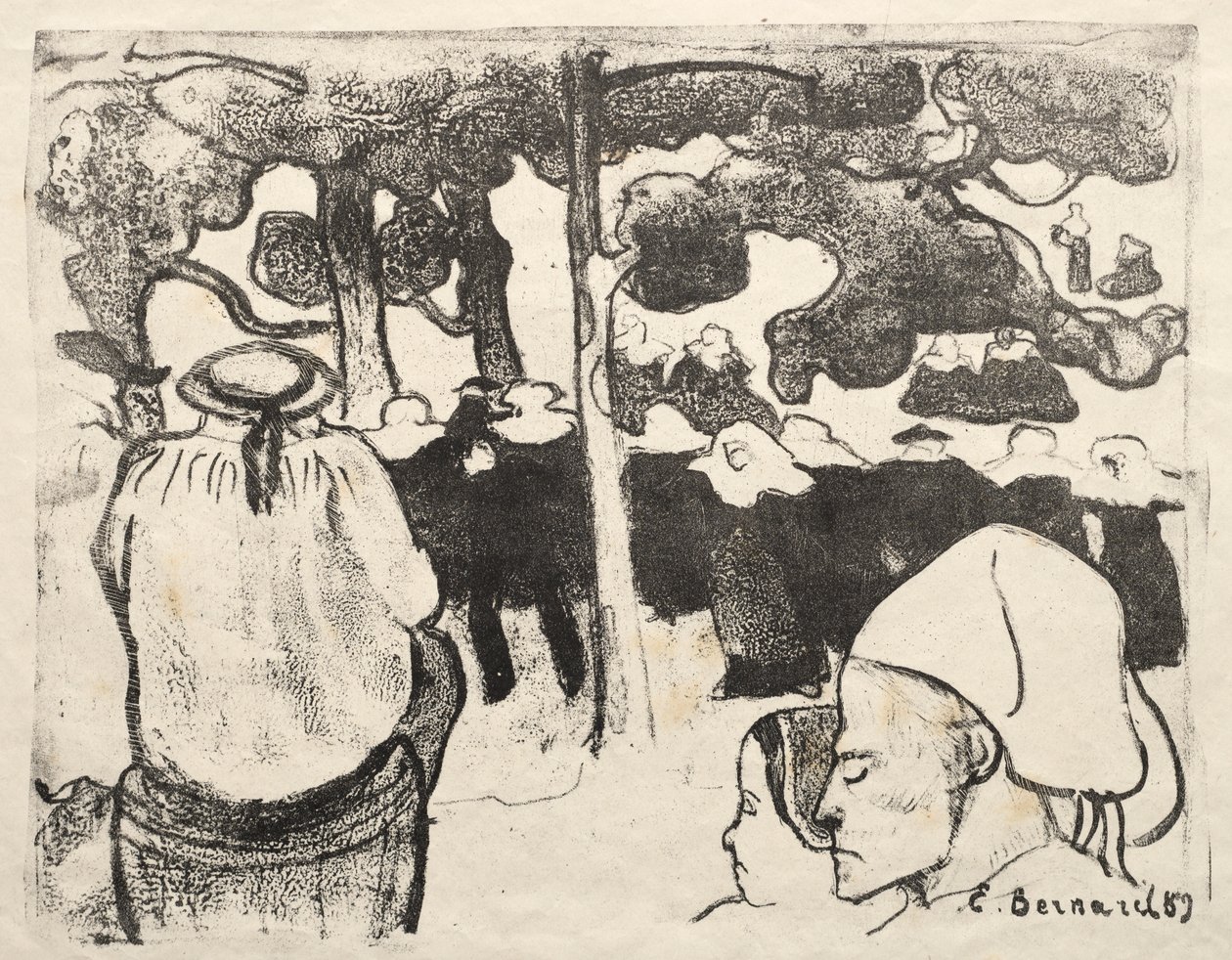Les Bretonneries: Hochzeit in der Bretagne (La Noce en Bretange) von Emile Bernard