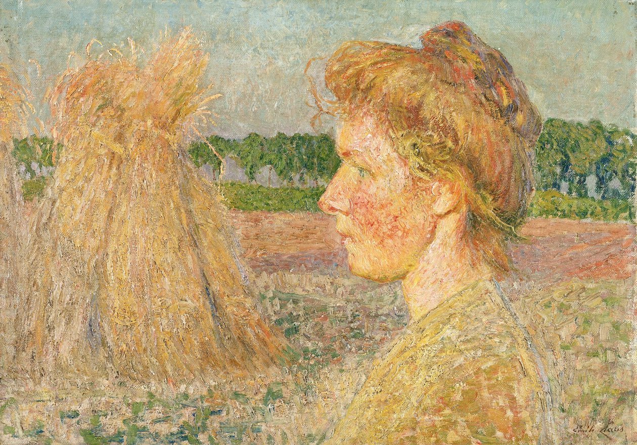 Frauenprofil und Getreidegarben von Emile Claus