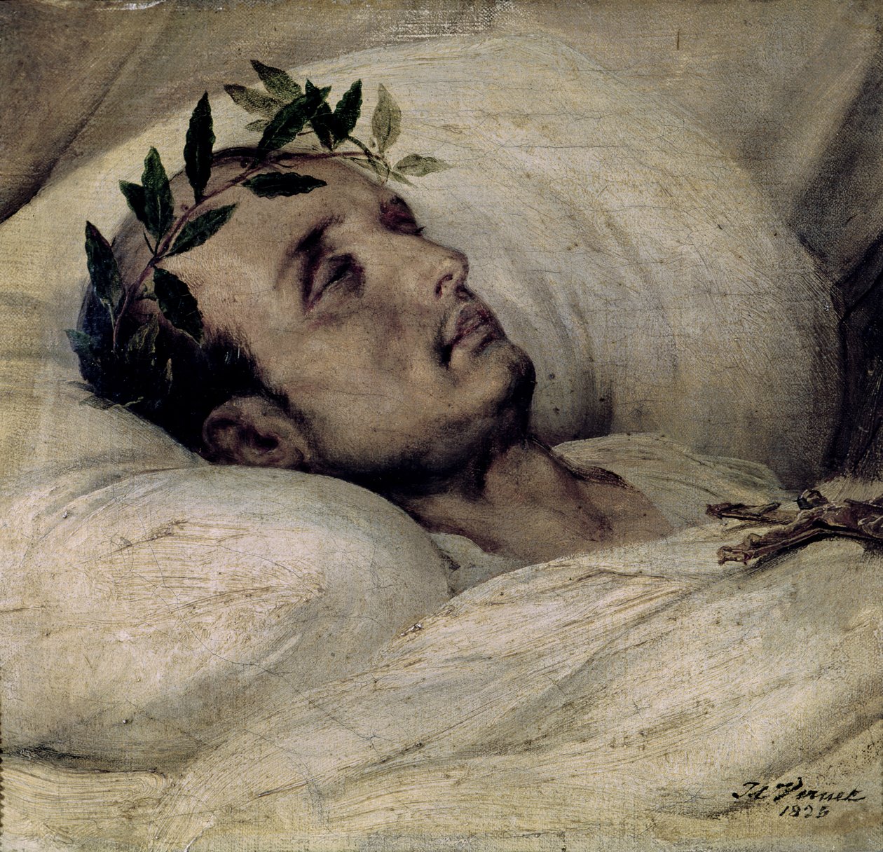 Napoleon I. (1769-1821) auf seinem Sterbebett von Emile Jean Horace Vernet