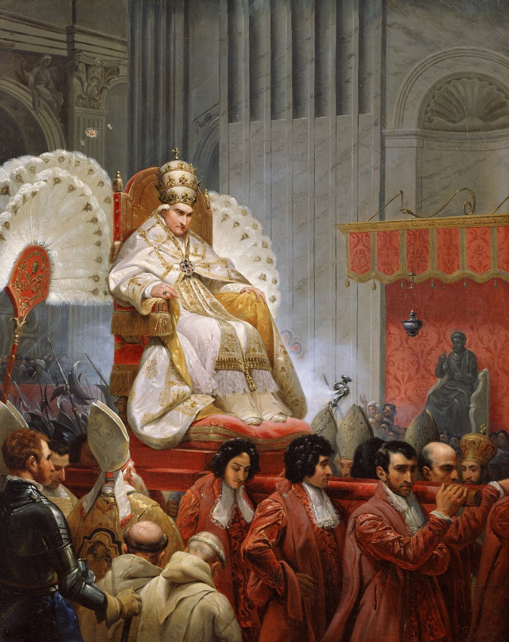Papst Pius VIII. (1761-1830) in St. Peter auf der Sedia Gestatoria von Emile Jean Horace Vernet