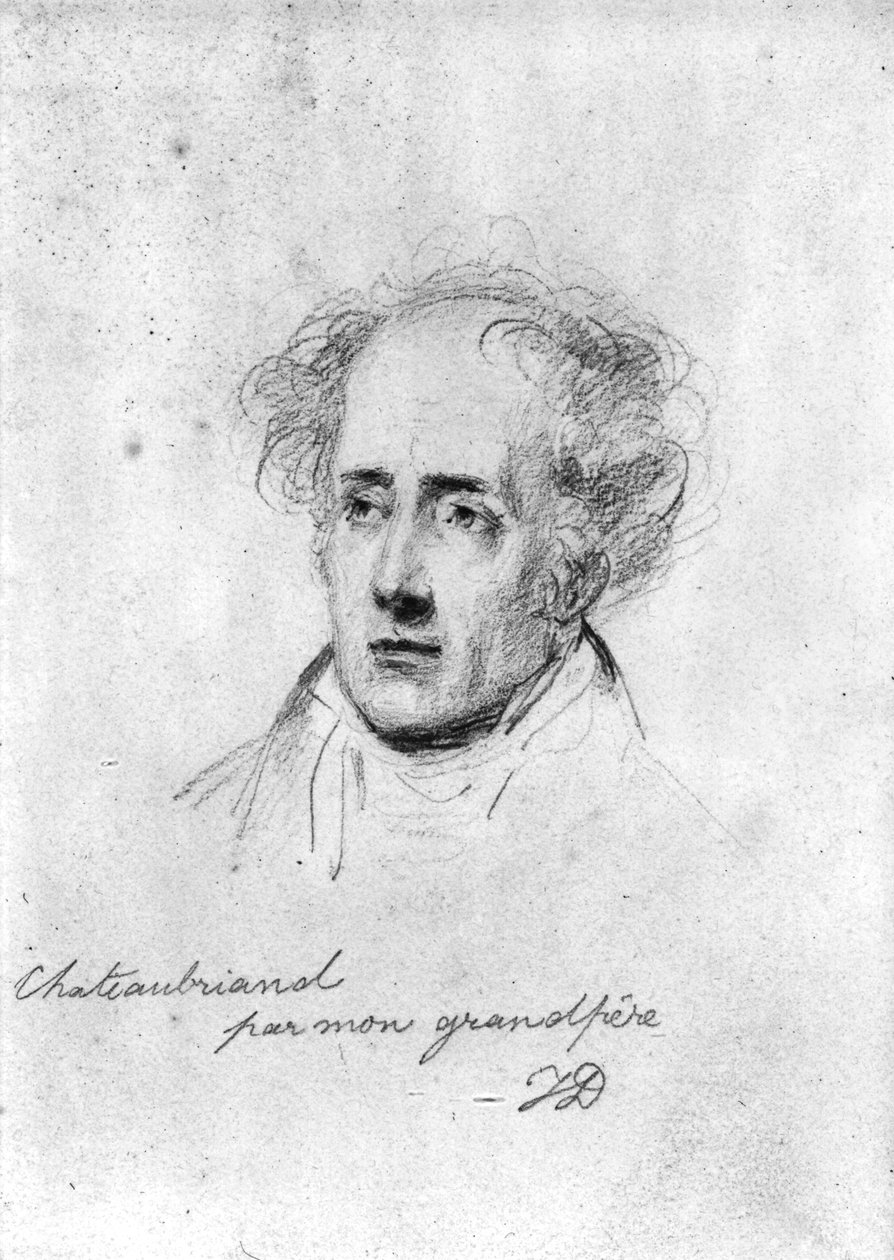 Porträt von Francois Rene (1768-1848) Vicomte de Chateaubriand, ca. 1829 von Emile Jean Horace Vernet