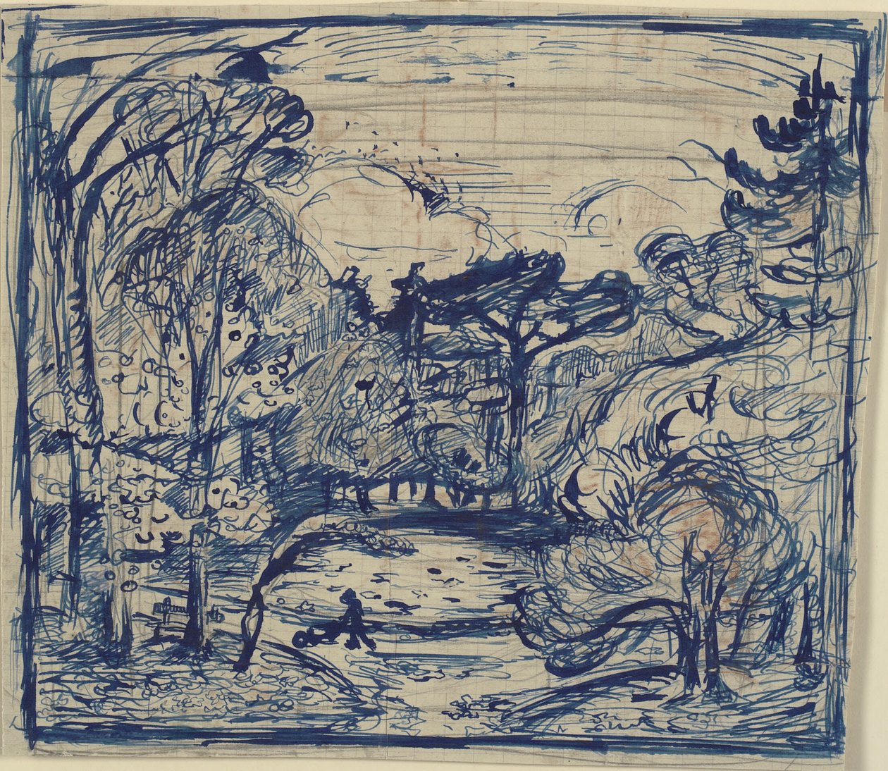 Waldinterieur mit Holzfäller. La Côte de Grâce, Honfleur von Emile Othon Friesz