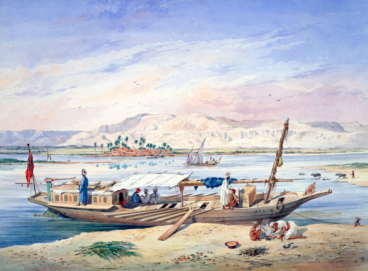 Ein Boot auf dem Nil, Ägypten von Emile Prisse d