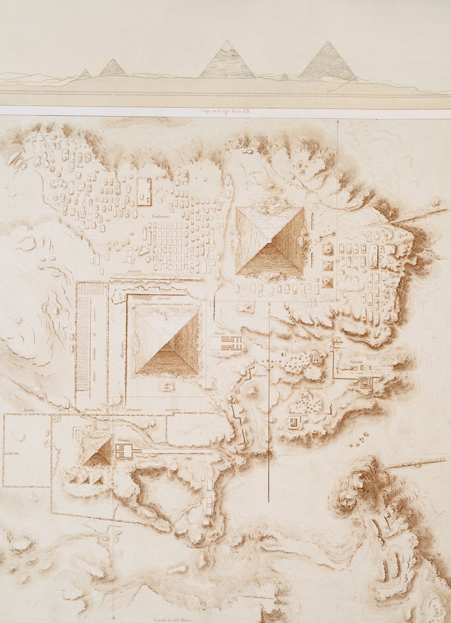 Plan eines Teils der Nekropole von Memphis, Gizeh-Plateau von Emile Prisse dAvennes