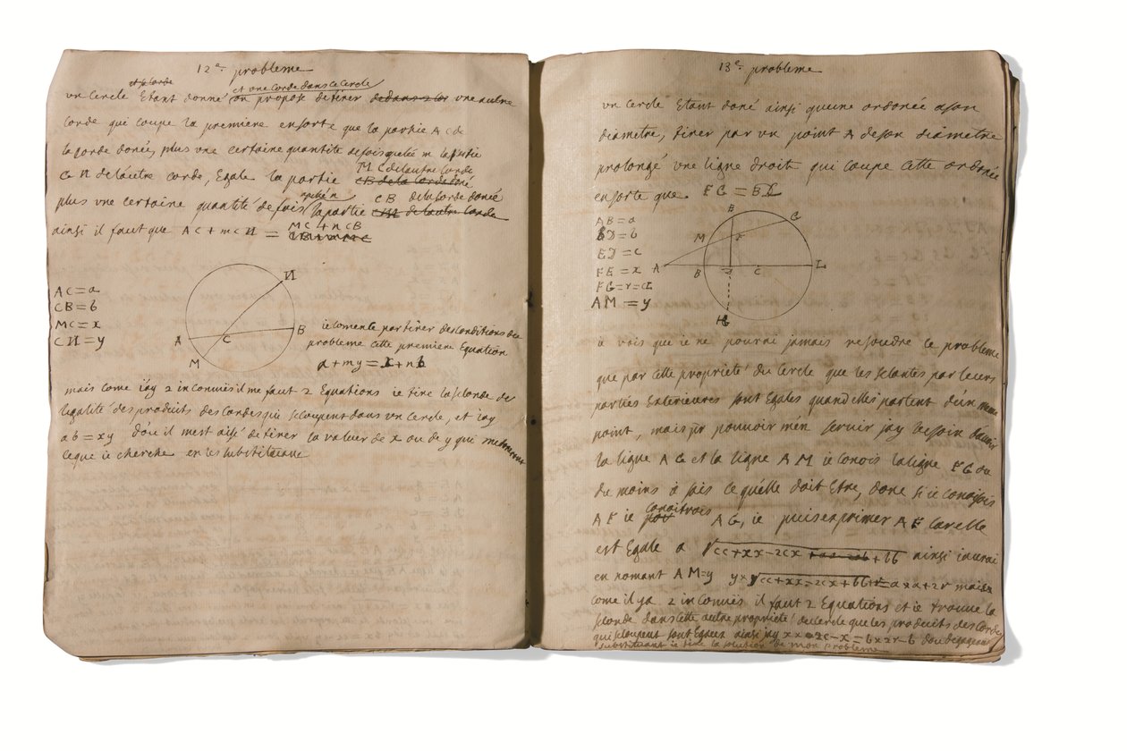 Probleme in Geometrie und Mathematik, um 1735-1740 von Emilie du Chatelet