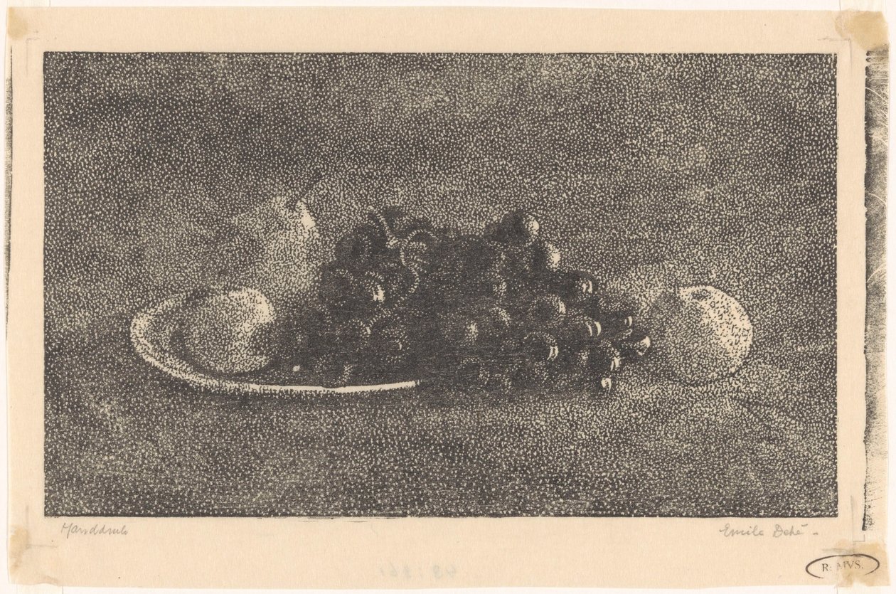 Schale mit Trauben und anderem Obst von Emilius Wilhelmus Dehé (signed by artist)