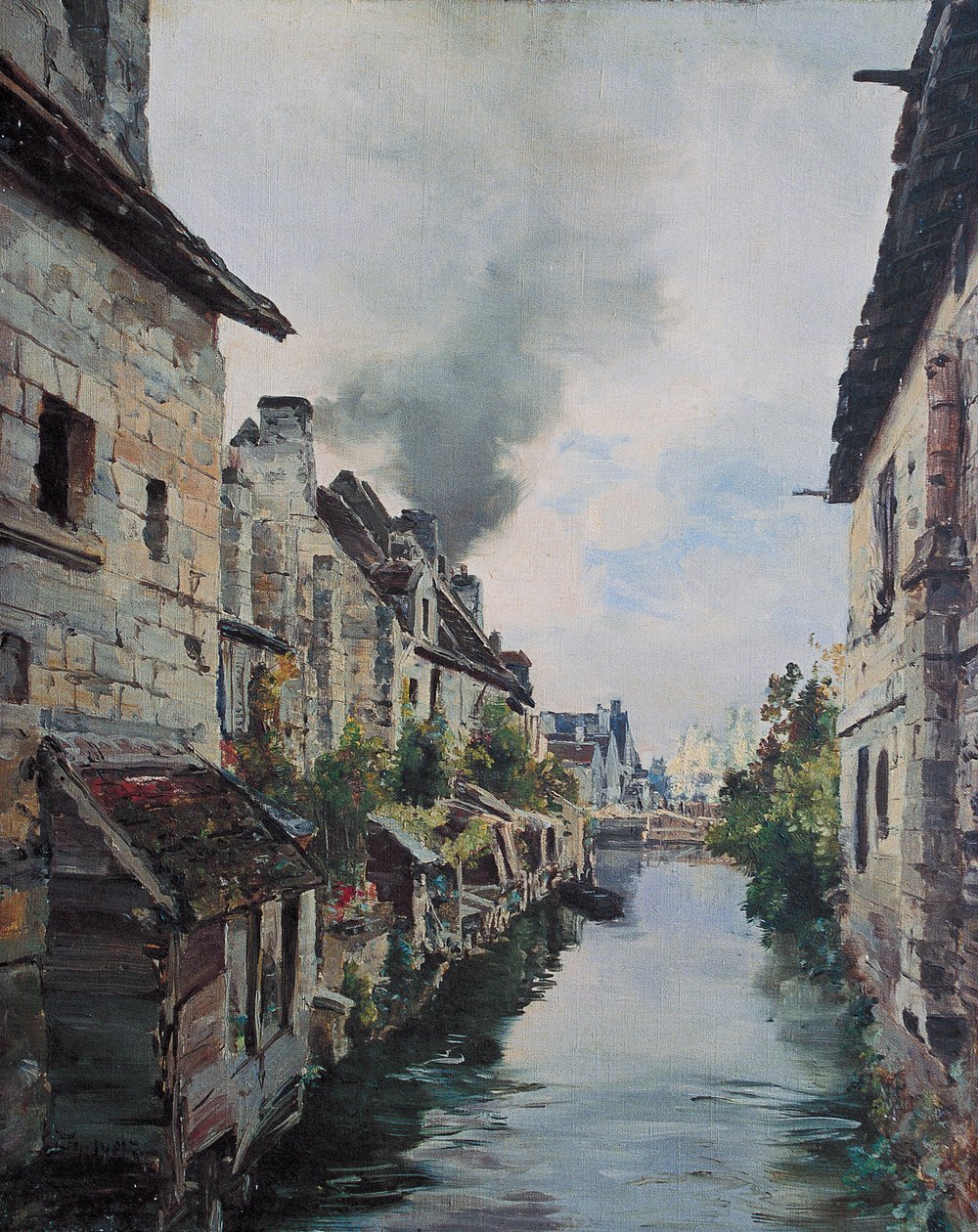 Der Beaulieu-Kanal, Blick auf die Brücke auf der Straße von Loches nach Beaulieu. 1891 von Emmanuel Lansyer