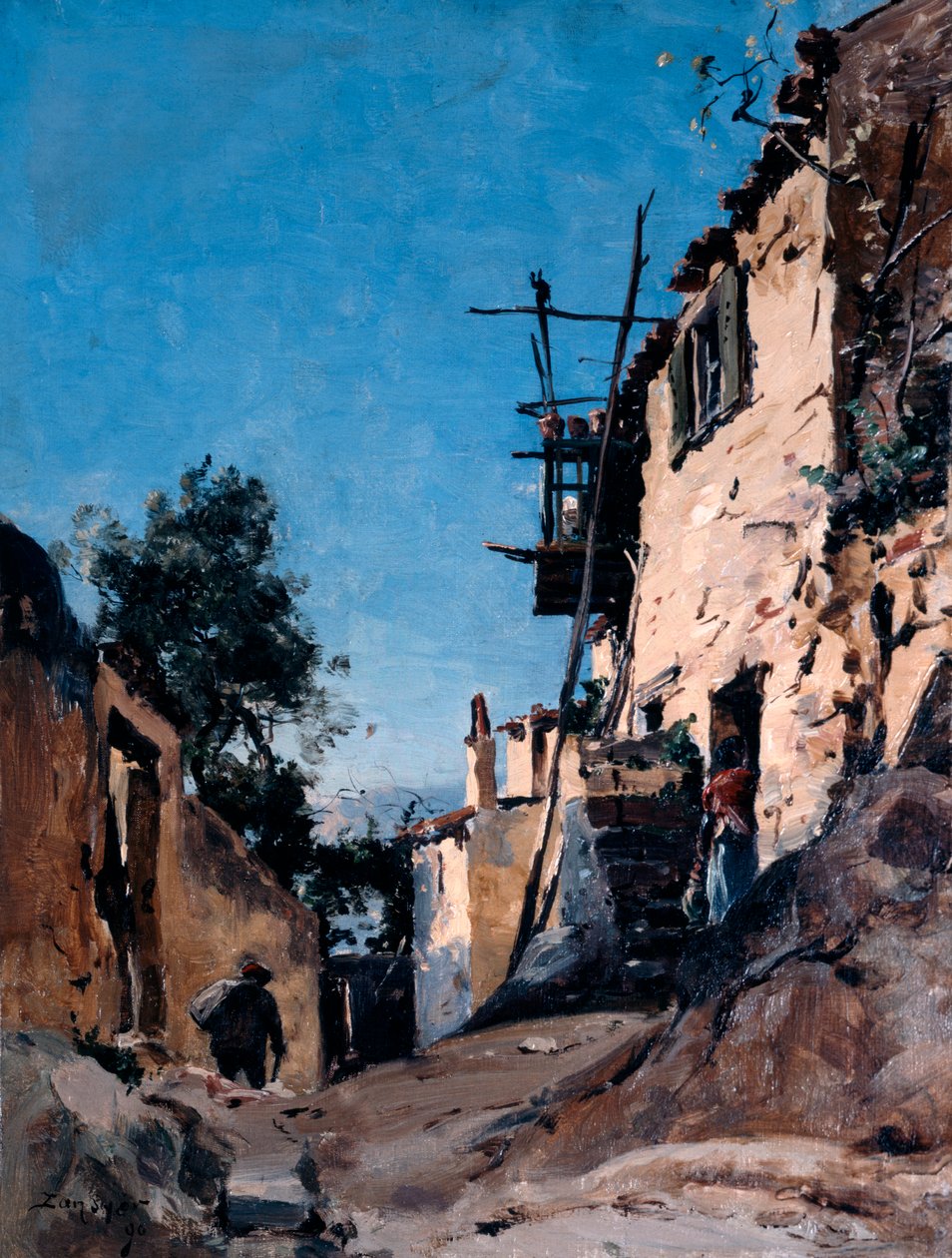 Die Altstadt unterhalb des Friedhofs, Menton, 1890 von Emmanuel Lansyer