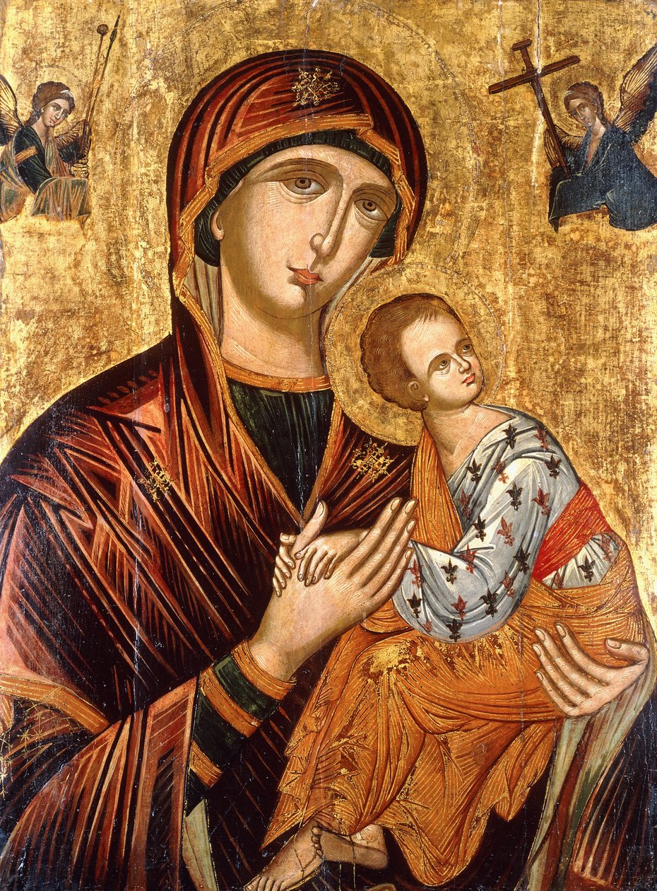 Eine kretische Ikone der Mutter Gottes der Passion von Emmanuel Tzanes