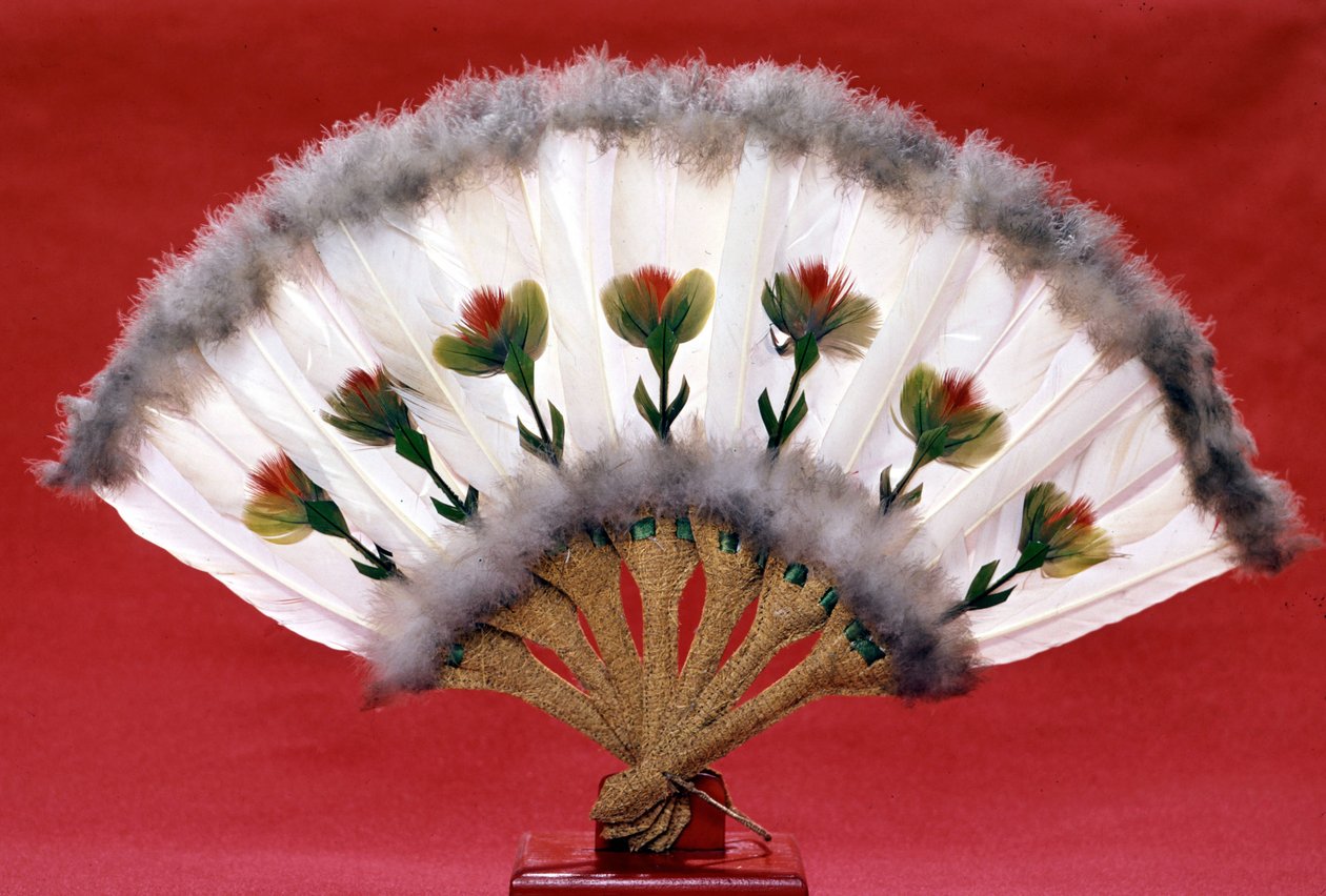 Vogelfederfächer, späte Periode der Mandschu (19. Jahrhundert) von Empress Cixi Manchu Chinese