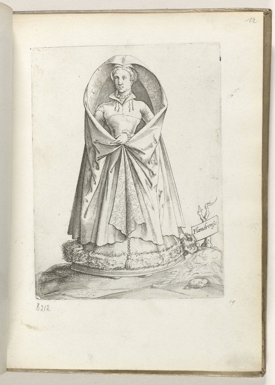 Flandrische Frau (Eine Frau aus Flandern, gekleidet nach der Mode um 1550) von Enea Vico