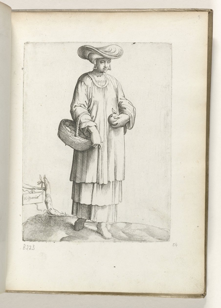 Frau mit Korb in spanischer Kleidung, ca. 1550 von Enea Vico