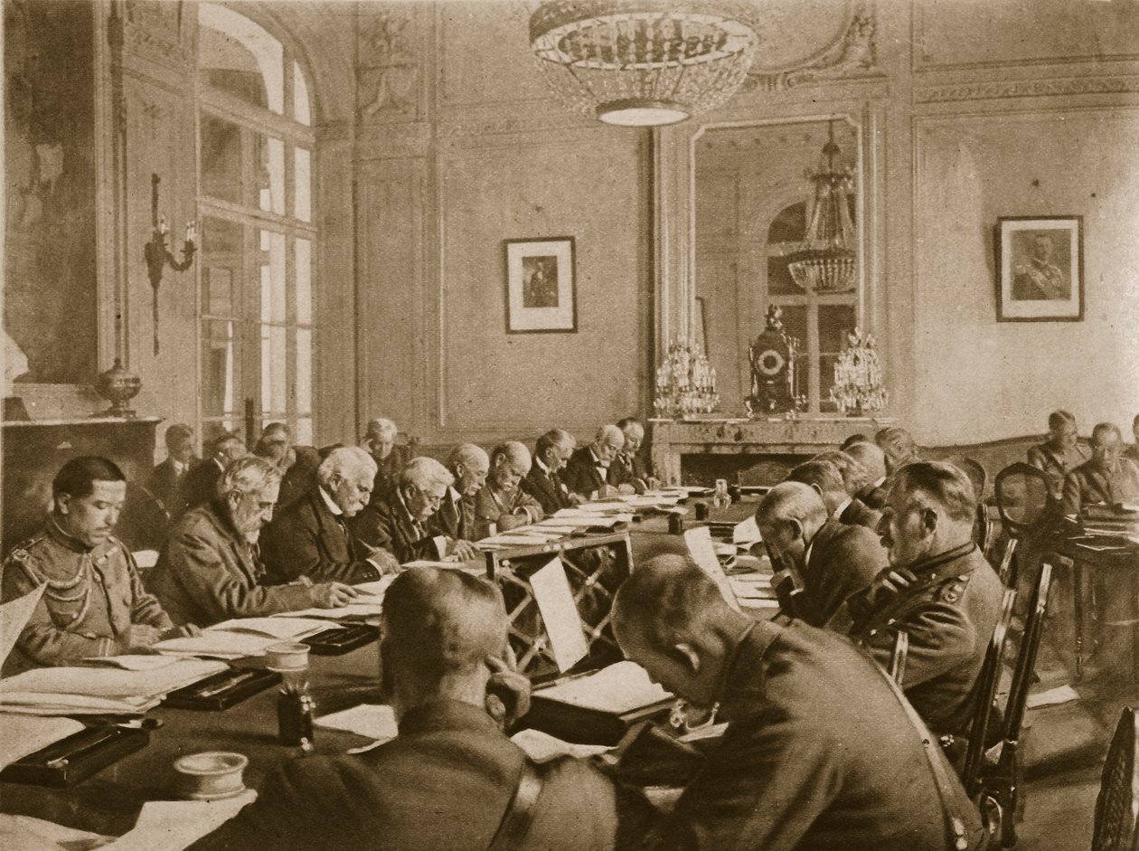 Dem Ende nahe: Sitzungen der Interalliierten Konferenz in Versailles zur Festlegung der Waffenstillstandsbedingungen, 1914-19 von English Photographer