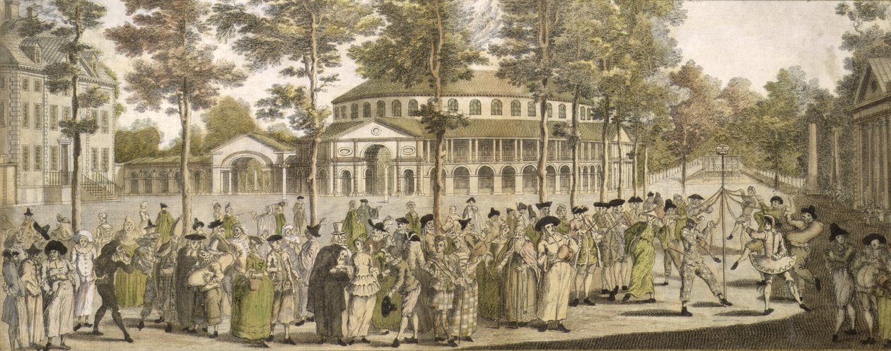 Ein Spektakel in den Ranelagh Gardens, mit der Rotunde im Hintergrund, Mitte des 18. Jahrhunderts von English School