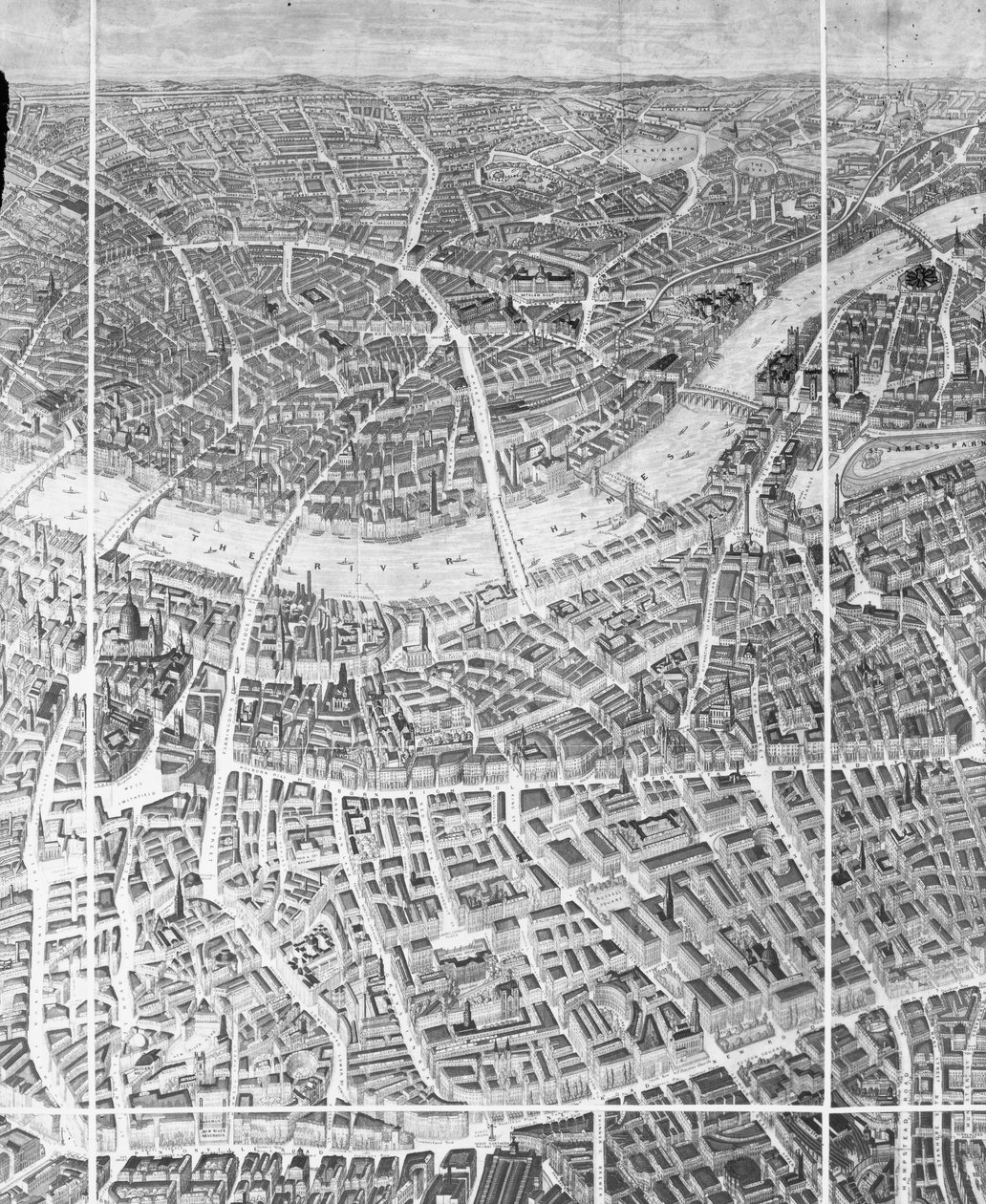 Ballonansicht von London, 1851 von English School