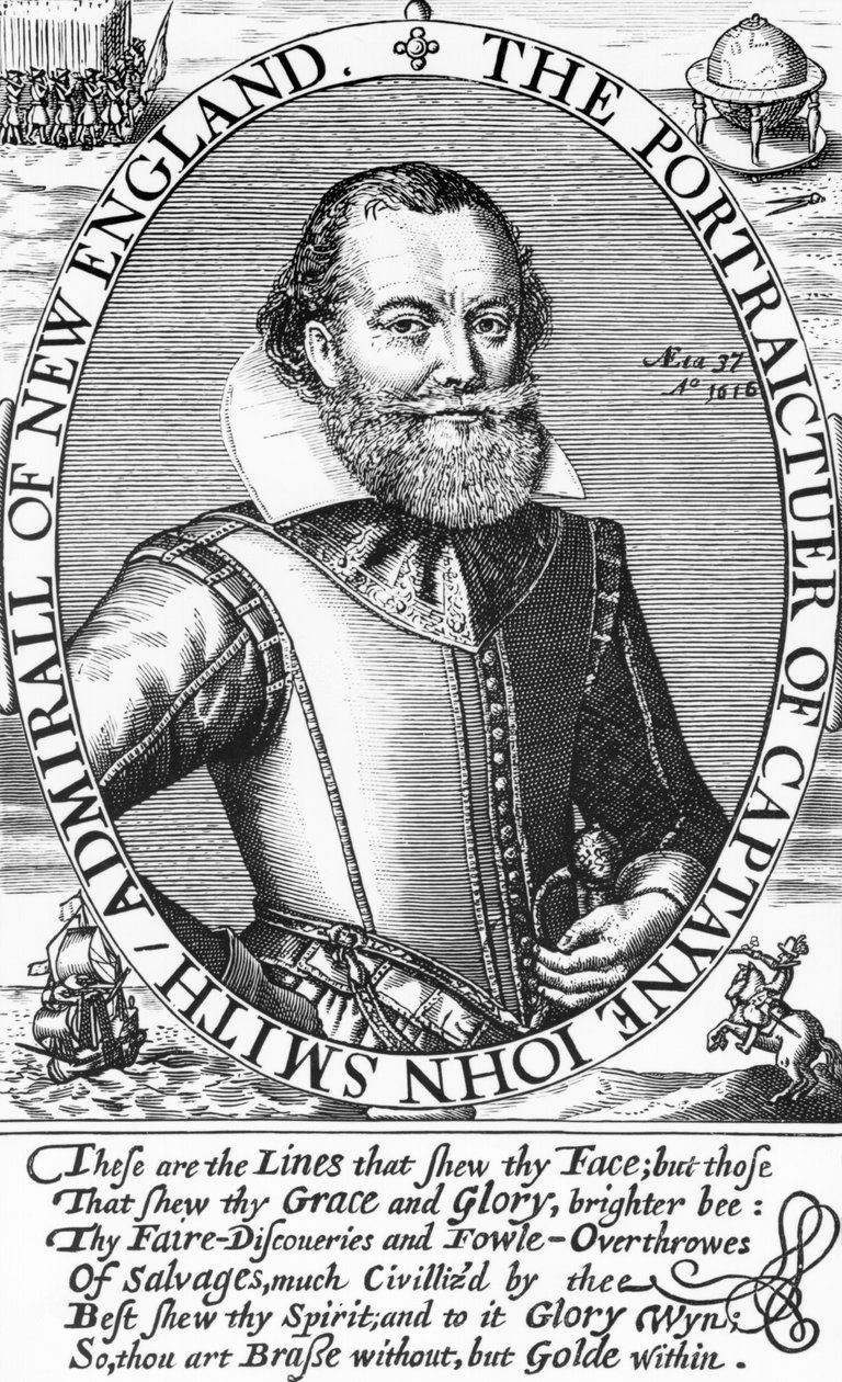 Kapitän John Smith (1580-1631), erster Gouverneur von Virginia, 1616 von English School