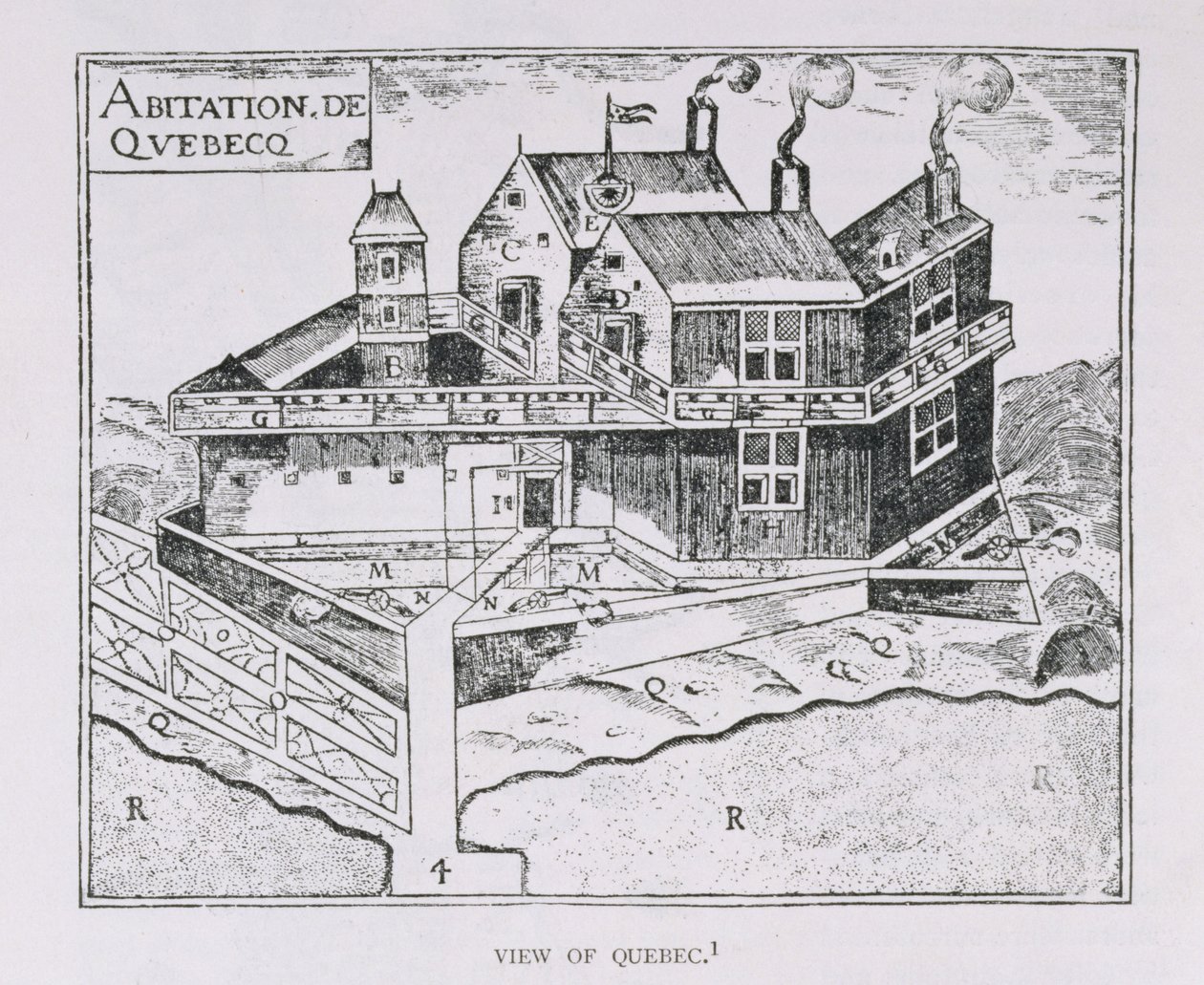 Champlains Ansicht von Quebec, Illustration aus Band IV von 