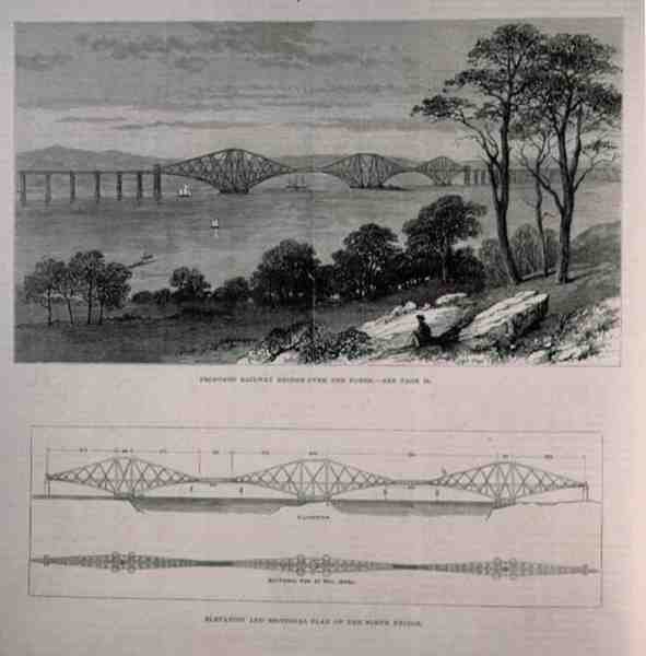 Erhebung und Schnittplan der Forth Bridge, Edinburgh von English School