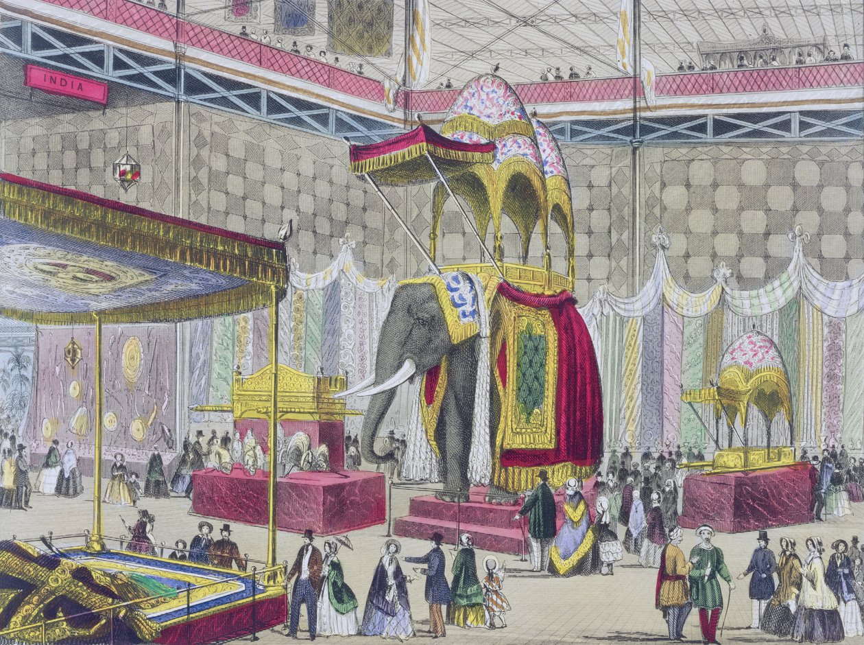 Große Ausstellung, 1851: Indische Abteilung aus dem Inneren der Großen Ausstellung (veröffentlicht von Read & Co) von English School