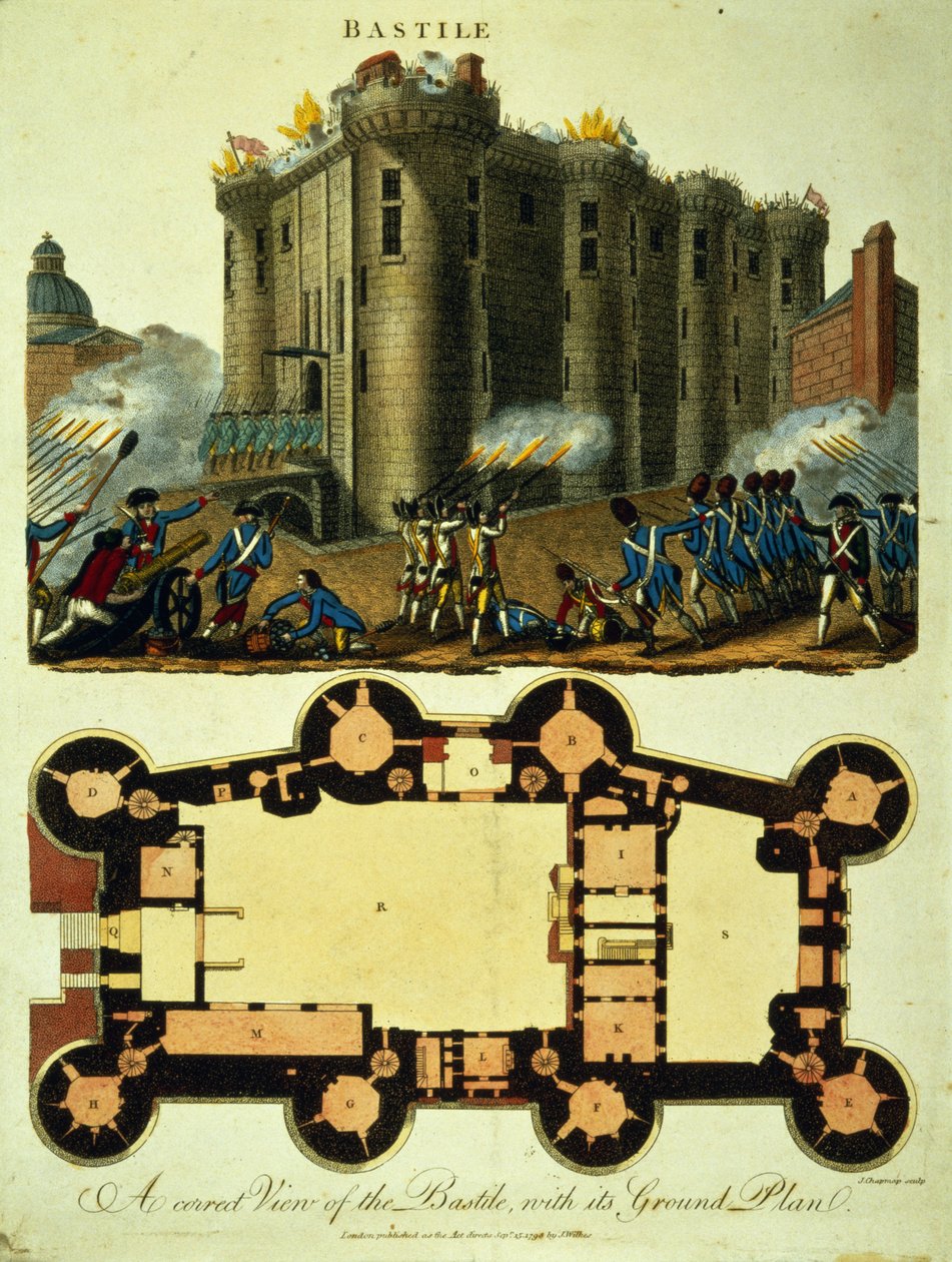 Grundriss der Bastille, graviert von J. Chapman, 1798 von English School