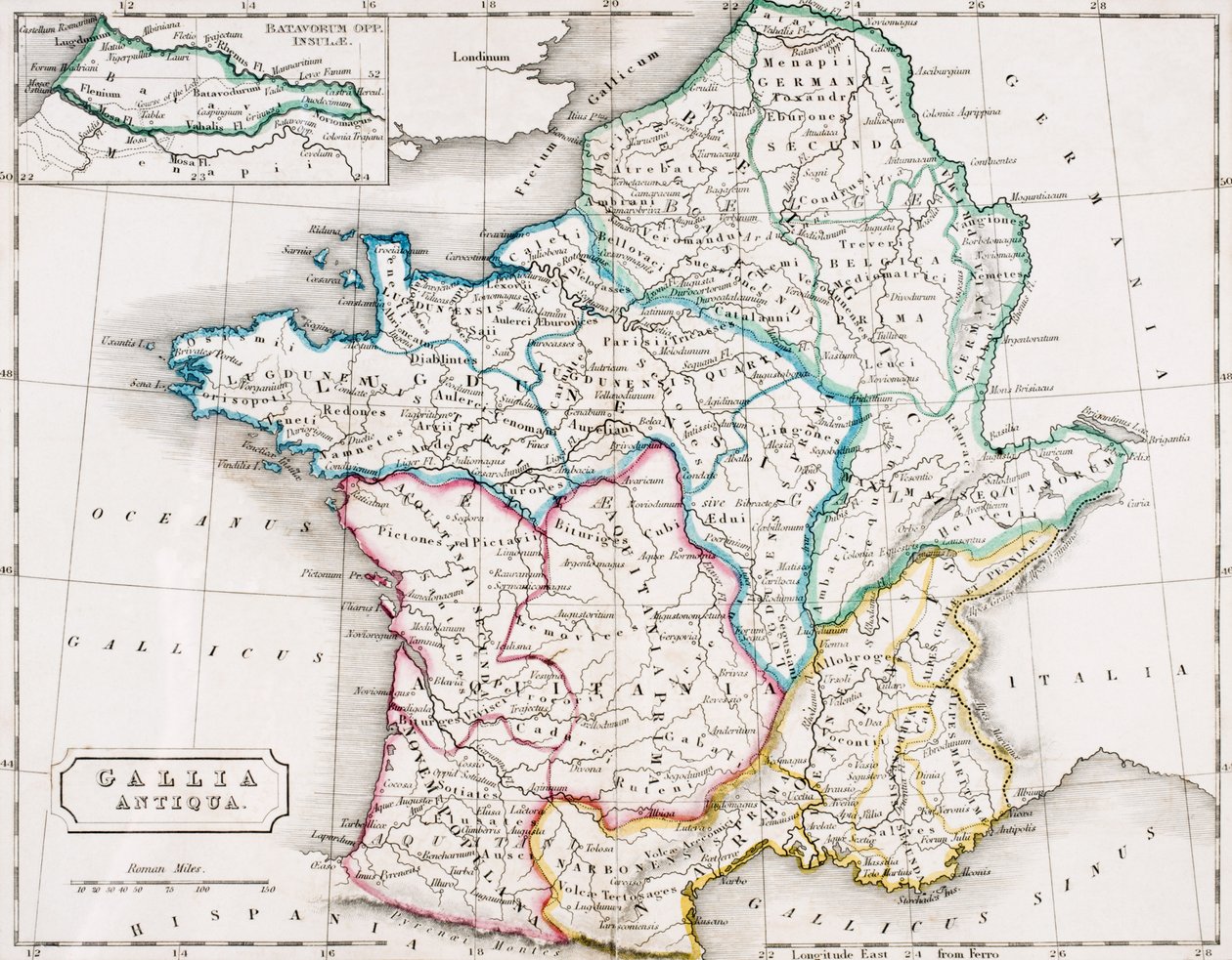 Karte von Frankreich, Gallia Antiqua, aus 