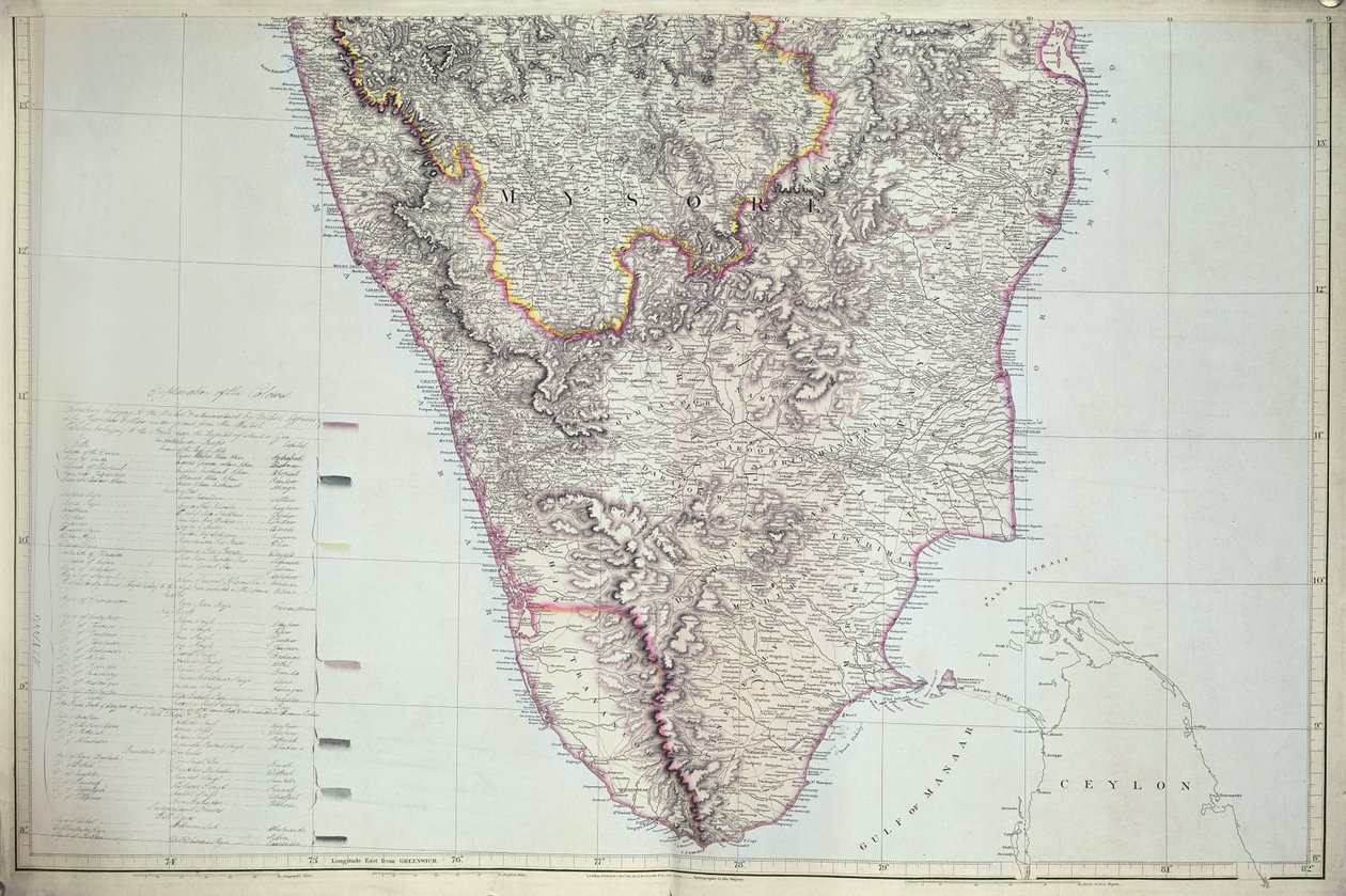 Karte von Südindien, 1816 von English School