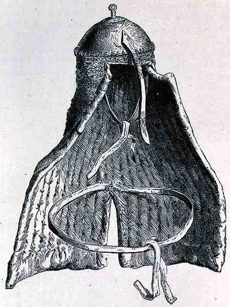 Nubischer Helm, aus Die Geschichte der Menschheit, Bd.III, von Prof. Friedrich Ratzel, 1898 von English School