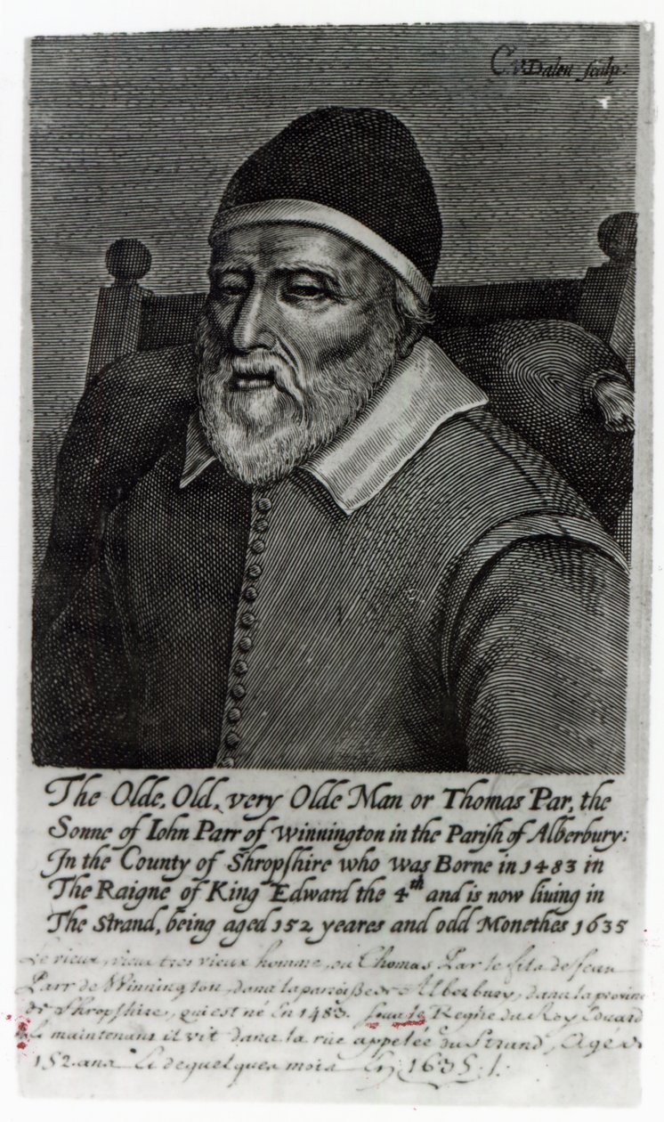 Alter Tom Parr, 1635 von English School
