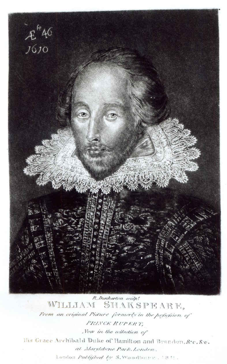 Porträt von William Shakespeare (1564-1616), graviert von Robert Dunkarton (1744-1817), veröffentlicht von S.Woodburn, 1811 von English School