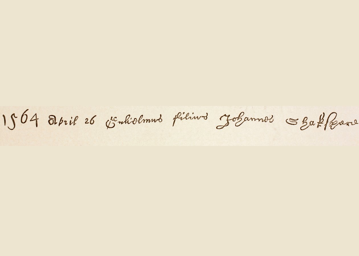 Registereintrag für die Taufe von William Shakespeare, 1886 von English School